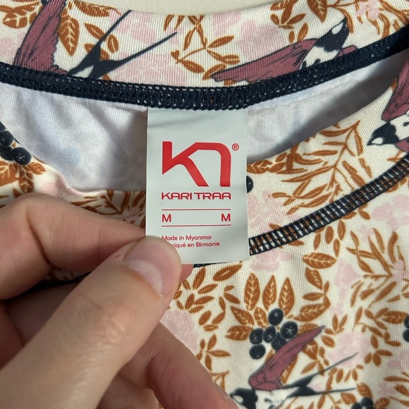 Kari Traa Long Sleeve Thermal Shirt Size Medium Bird Print - Picture 3 of 8